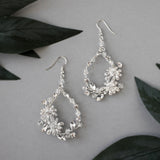 Crystal Flower Hoop Beaded Earrings - Earrings - Cassandra Lynne