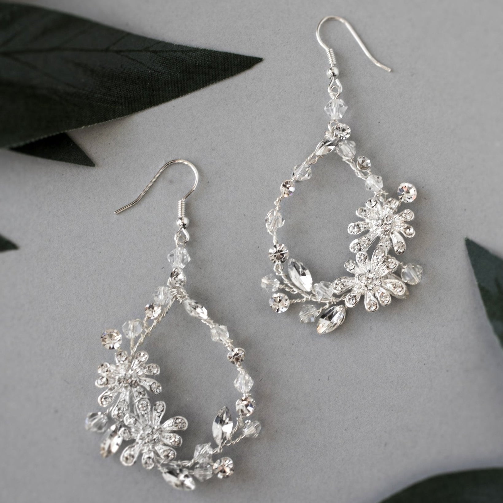 Crystal Flower Hoop Beaded Earrings - Earrings - Cassandra Lynne