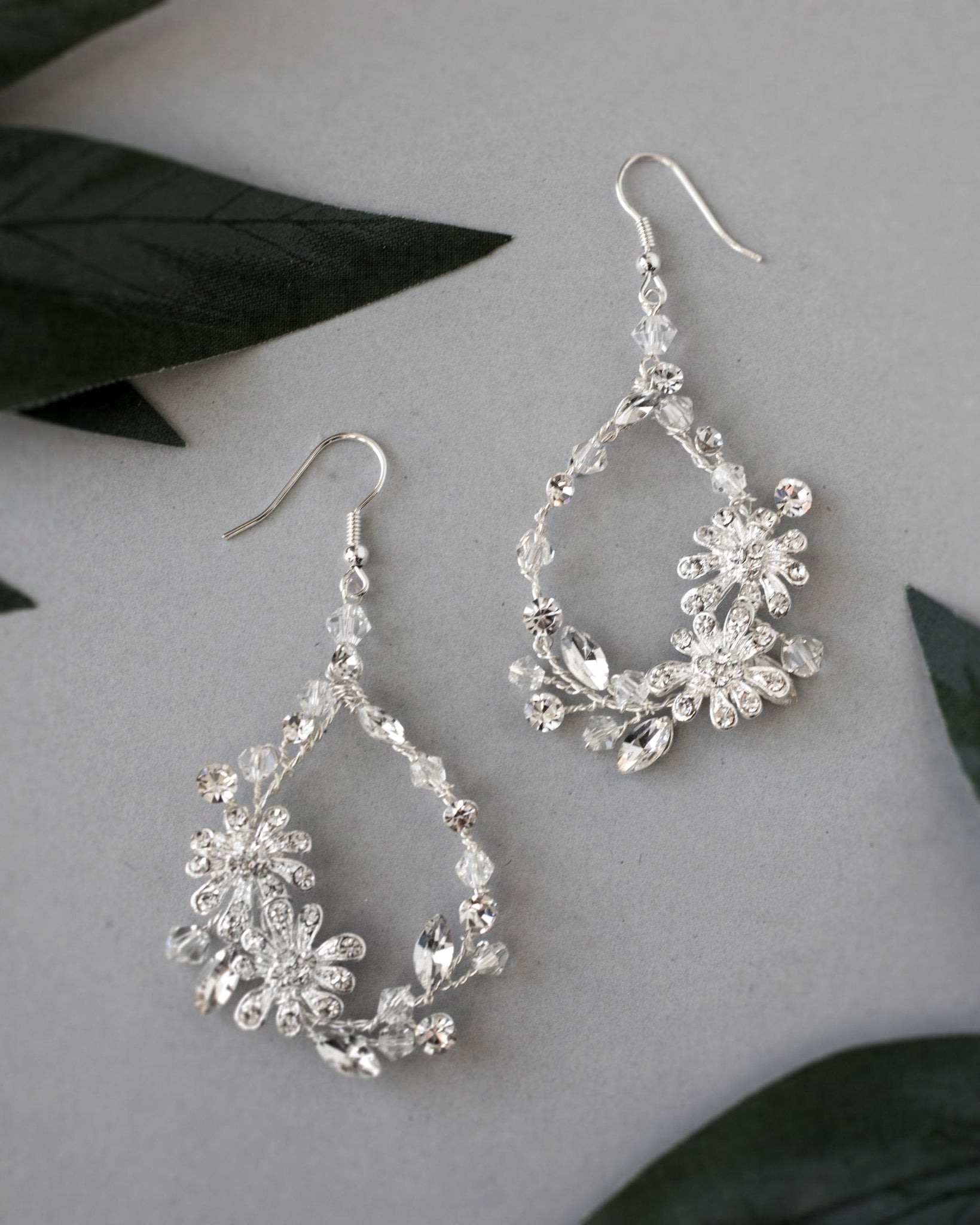 Crystal Flower Hoop Beaded Earrings - Earrings - Cassandra Lynne