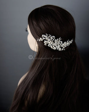 Crystal Flowers and Pearls Wedding Hair Clip