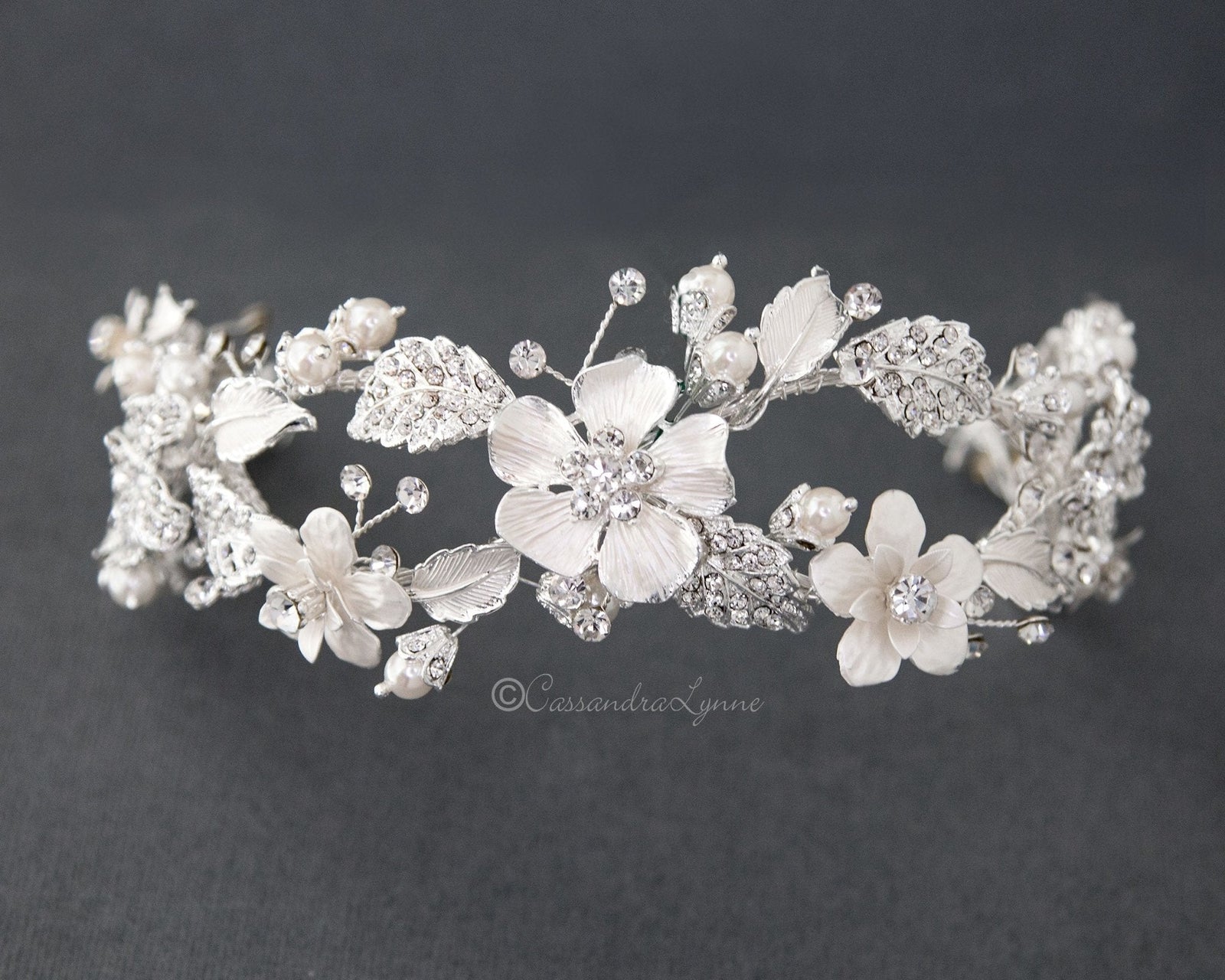 Crystal Flowers Bridal Headband - Headband - Cassandra Lynne
