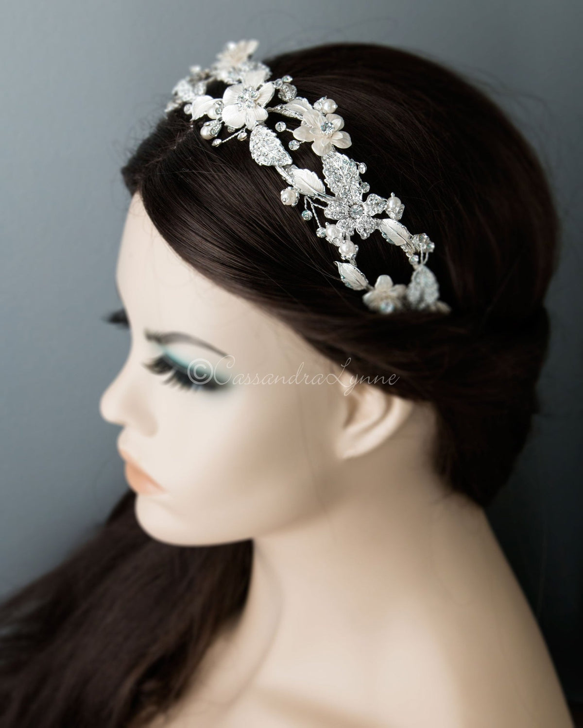 Crystal Flowers Bridal Headband - Headband - Cassandra Lynne