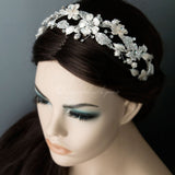Crystal Flowers Bridal Headband - Headband - Cassandra Lynne