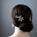 Crystal Leaves and Pearls Hair Pin Set - Hair Pins - Cassandra Lynne