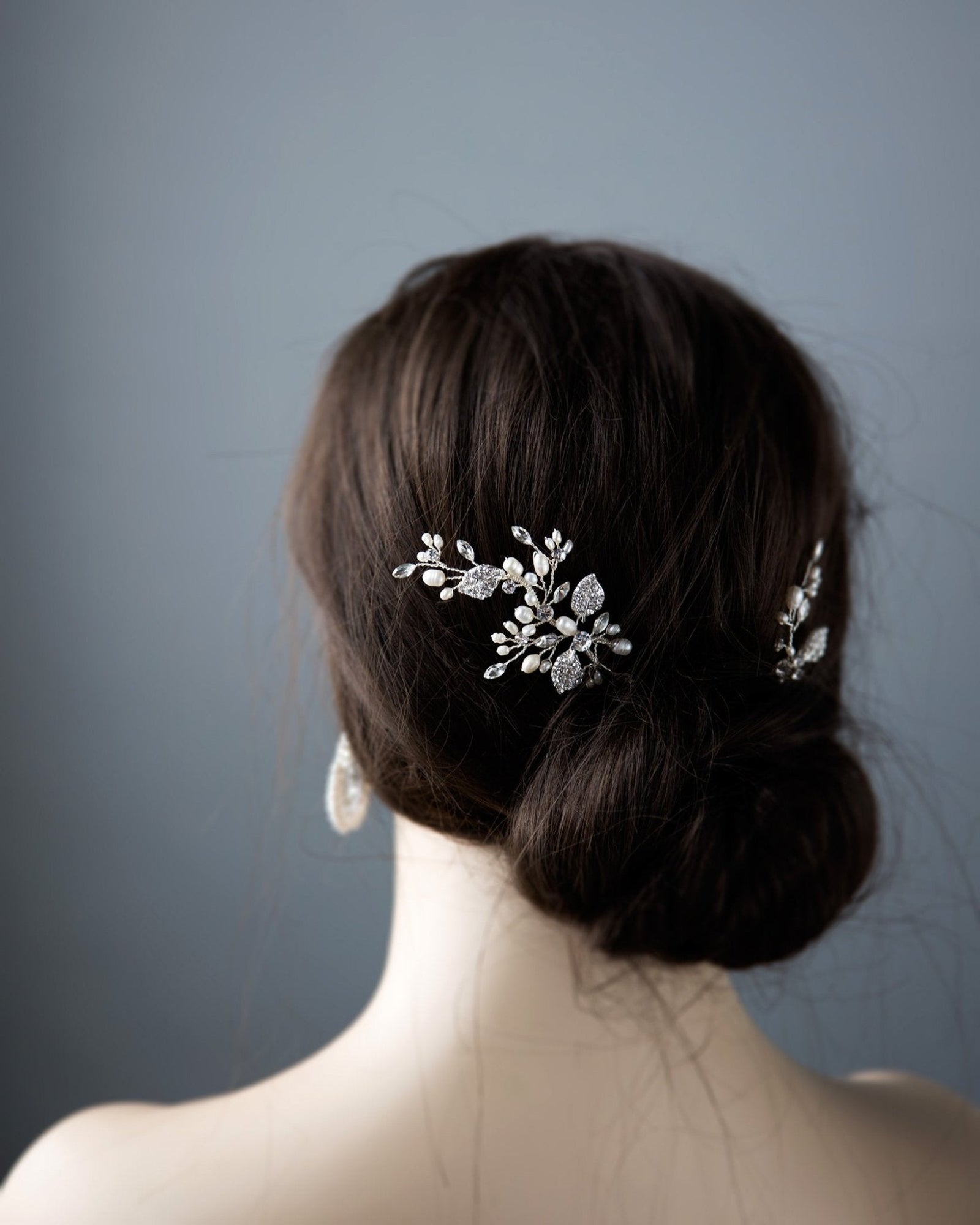 Crystal Leaves and Pearls Hair Pin Set - Hair Pins - Cassandra Lynne