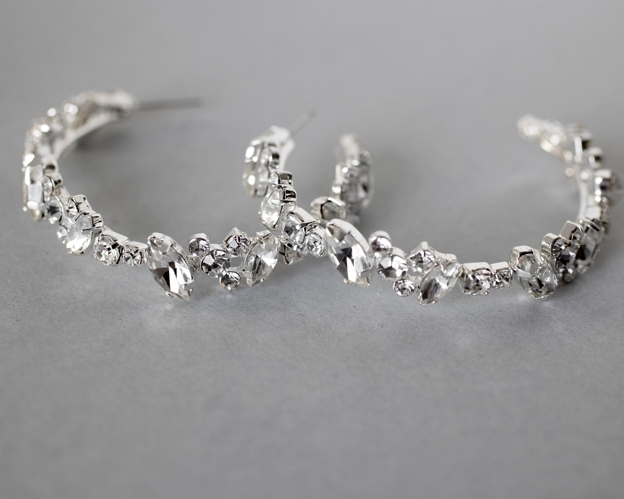 Crystal Pear and Flower Hoop Earrings - Earrings - Cassandra Lynne