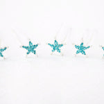 Crystal Starfish Hair Pins Silver and Aqua - Hair Pins - Cassandra Lynne