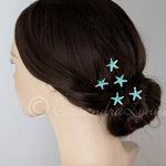 Crystal Starfish Hair Pins Silver and Aqua - Hair Pins - Cassandra Lynne