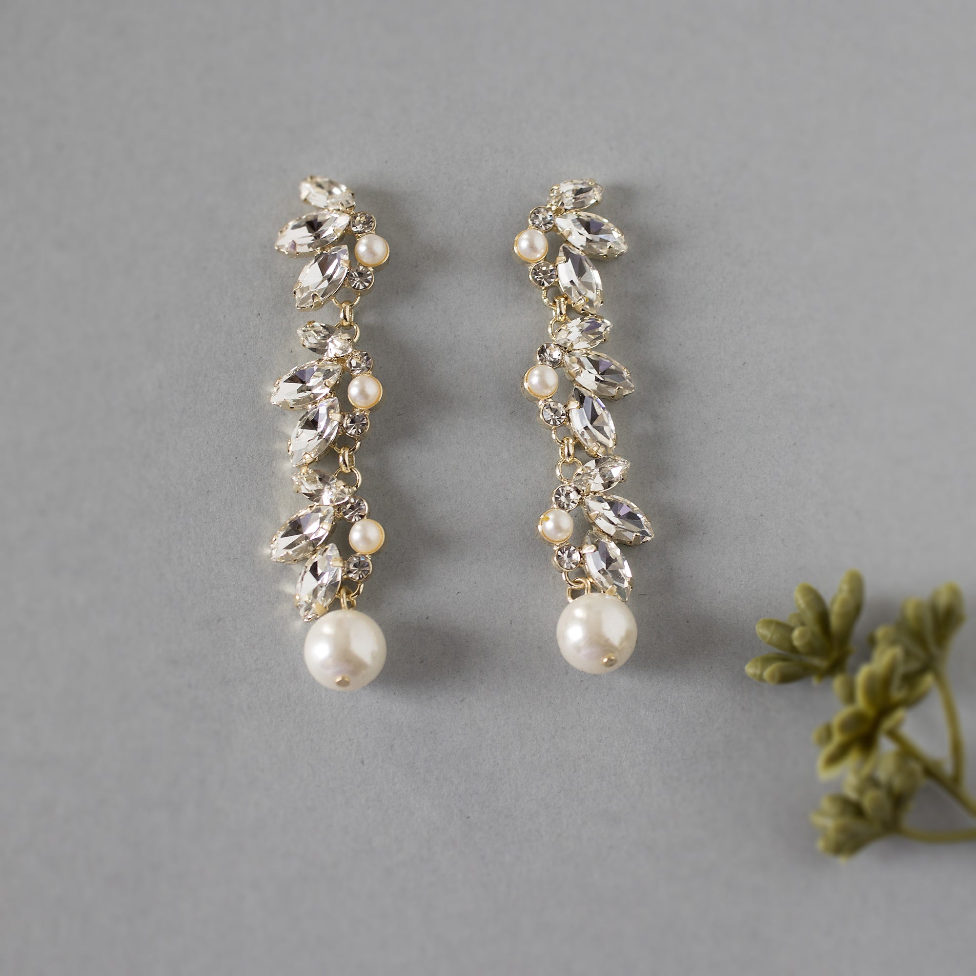 Three Stone Drop Earrings | Swarovski Crystal | Two Be Wed Jewelry
