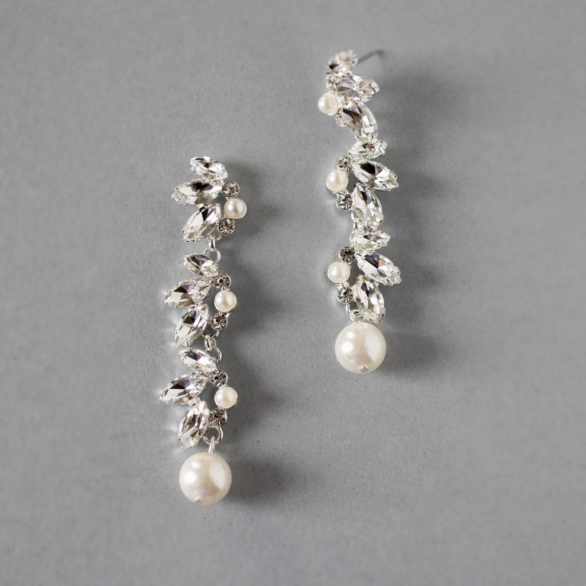 Marquise Crystal Drop Earrings with Pearls