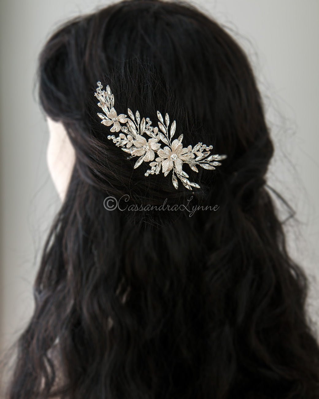 Crystal Wedding Hair Clip of Elongated Marquise - Cassandra Lynne