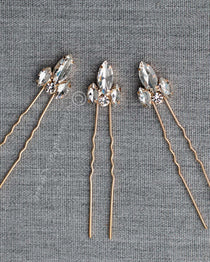 Crystal Wedding Hair Pin Set in Gold - Hair Pins - Cassandra Lynne