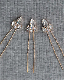 Crystal Wedding Hair Pin Set in Gold - Hair Pins - Cassandra Lynne