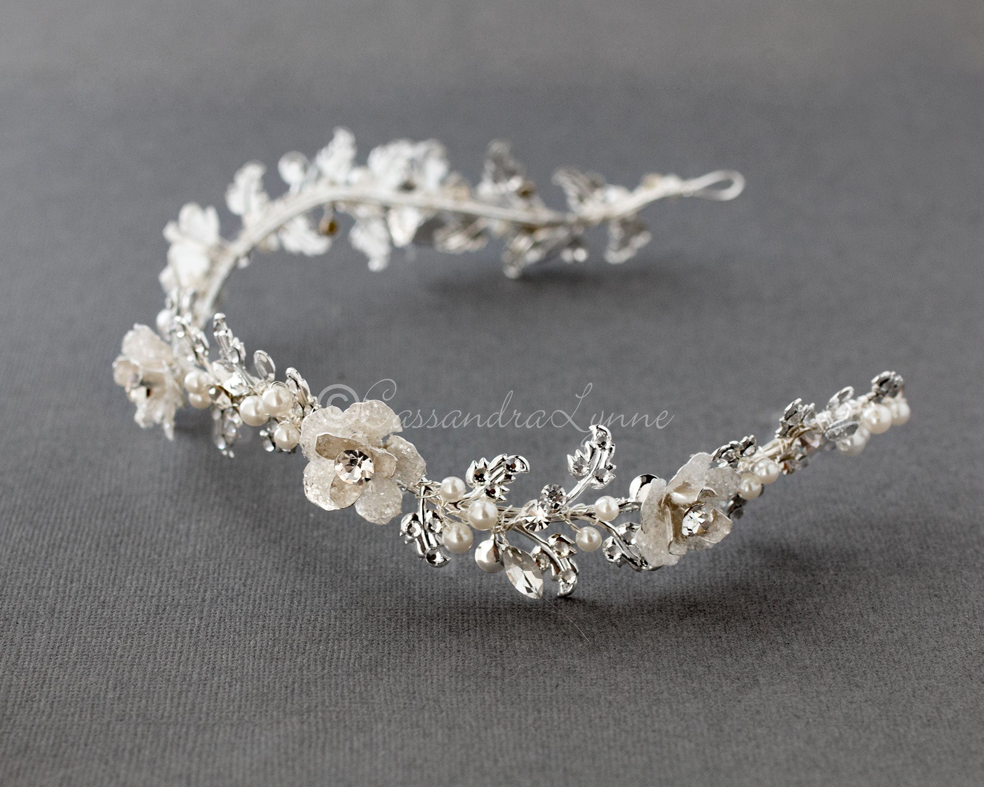 Crystalline Flower Wedding Headband - Headband - Cassandra Lynne