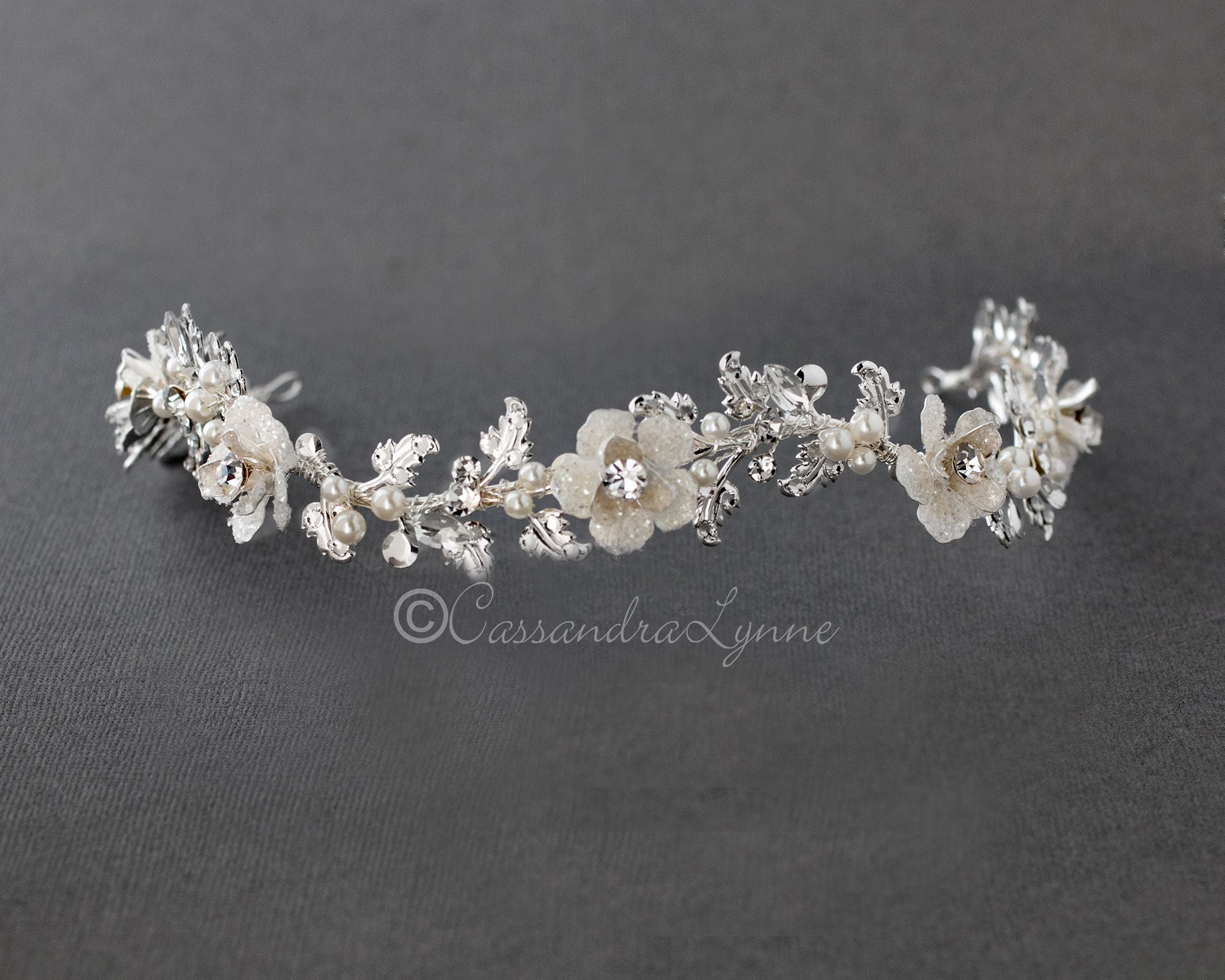 Crystalline Flower Wedding Headband - Headband - Cassandra Lynne