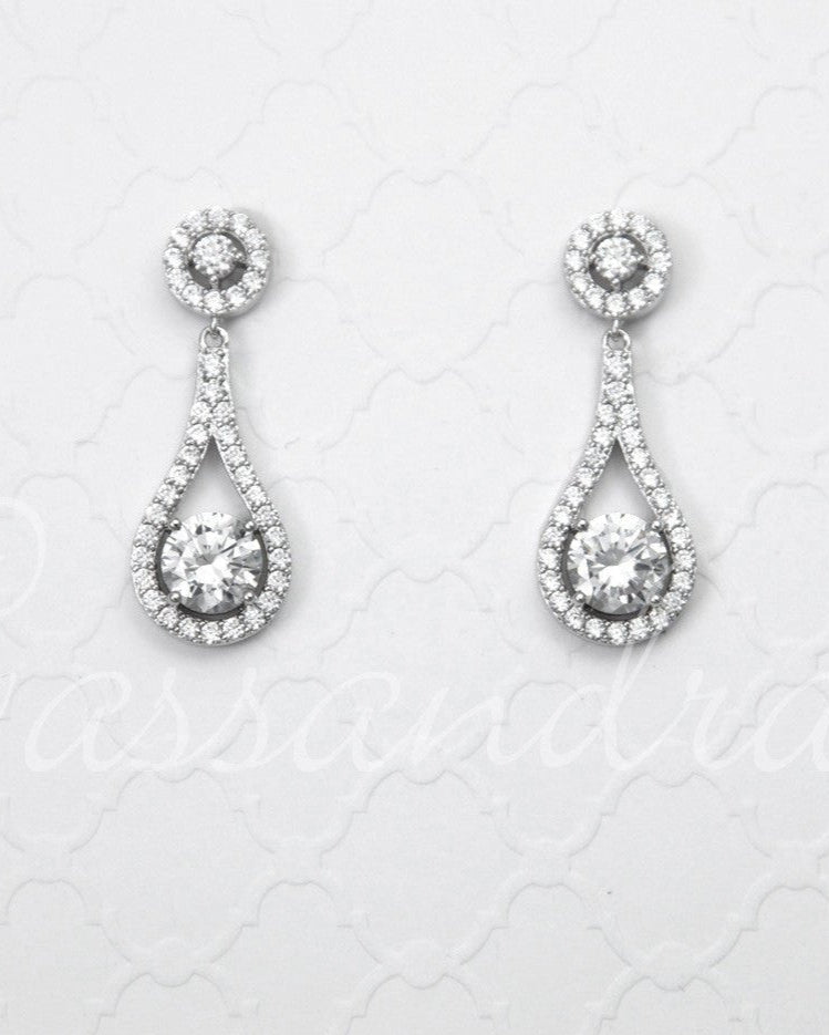 Cubic Zirconia Drop Earrings Teardrop Shaped - Earrings - Cassandra Lynne