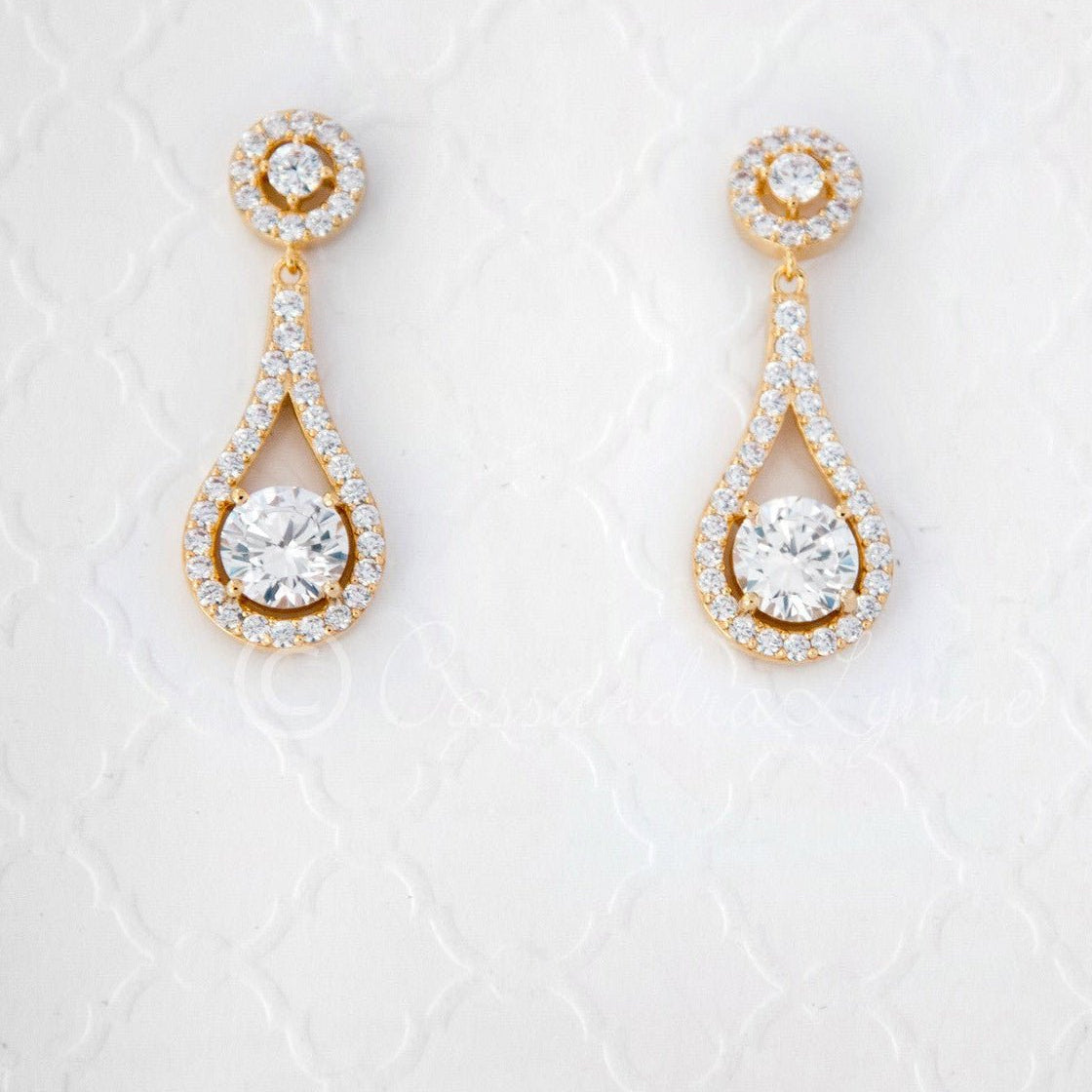 Cubic Zirconia Drop Earrings Teardrop Shaped - Earrings - Cassandra Lynne