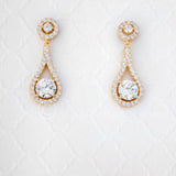 Cubic Zirconia Drop Earrings Teardrop Shaped - Earrings - Cassandra Lynne