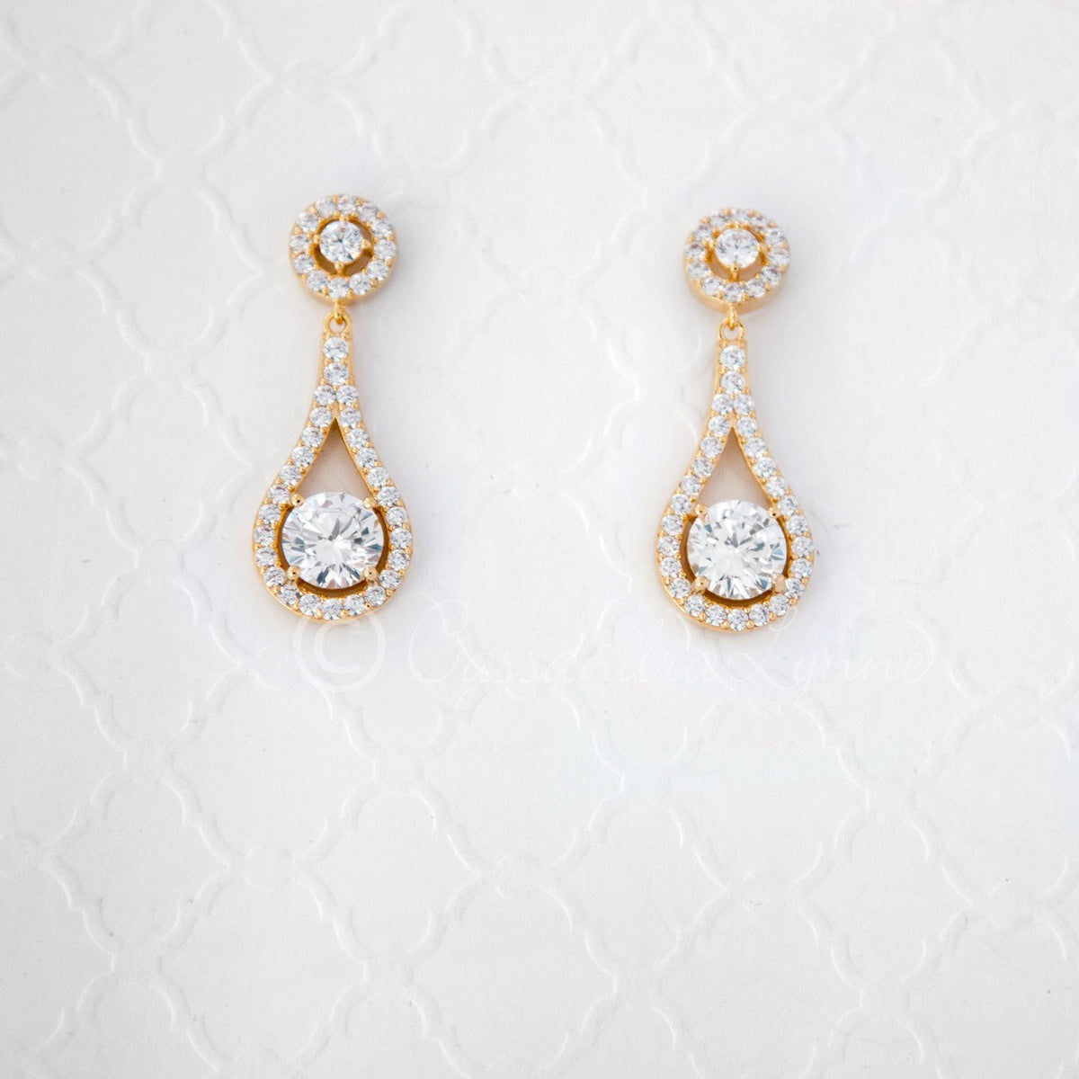 Cubic Zirconia Drop Earrings Teardrop Shaped - Cassandra Lynne