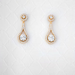 gold bridal cz earrings