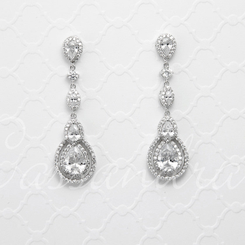 Cubic Zirconia Earrings Pave Teardrop and Marquise - Earrings - Cassandra Lynne