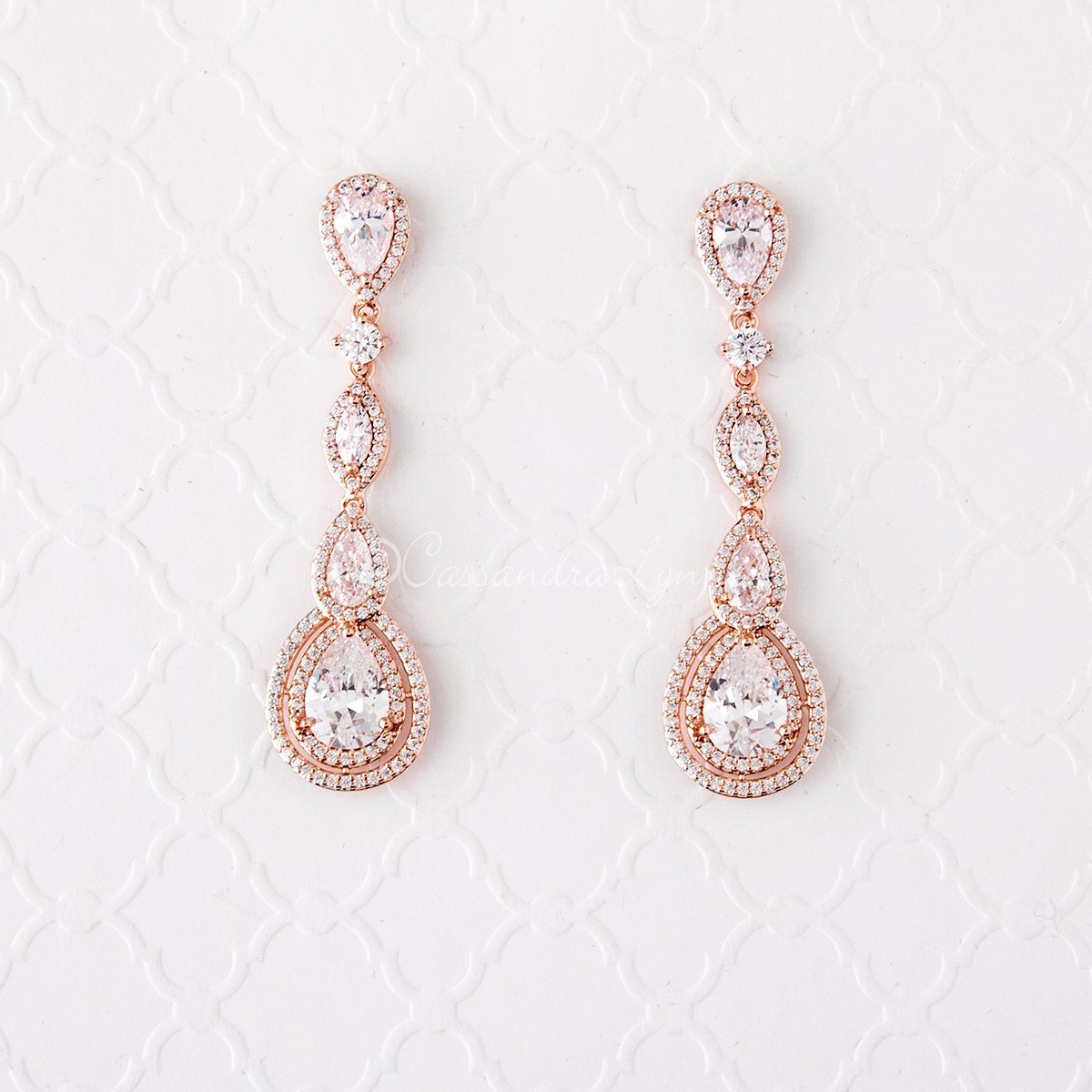 Cubic Zirconia Earrings Pave Teardrop and Marquise - Cassandra Lynne