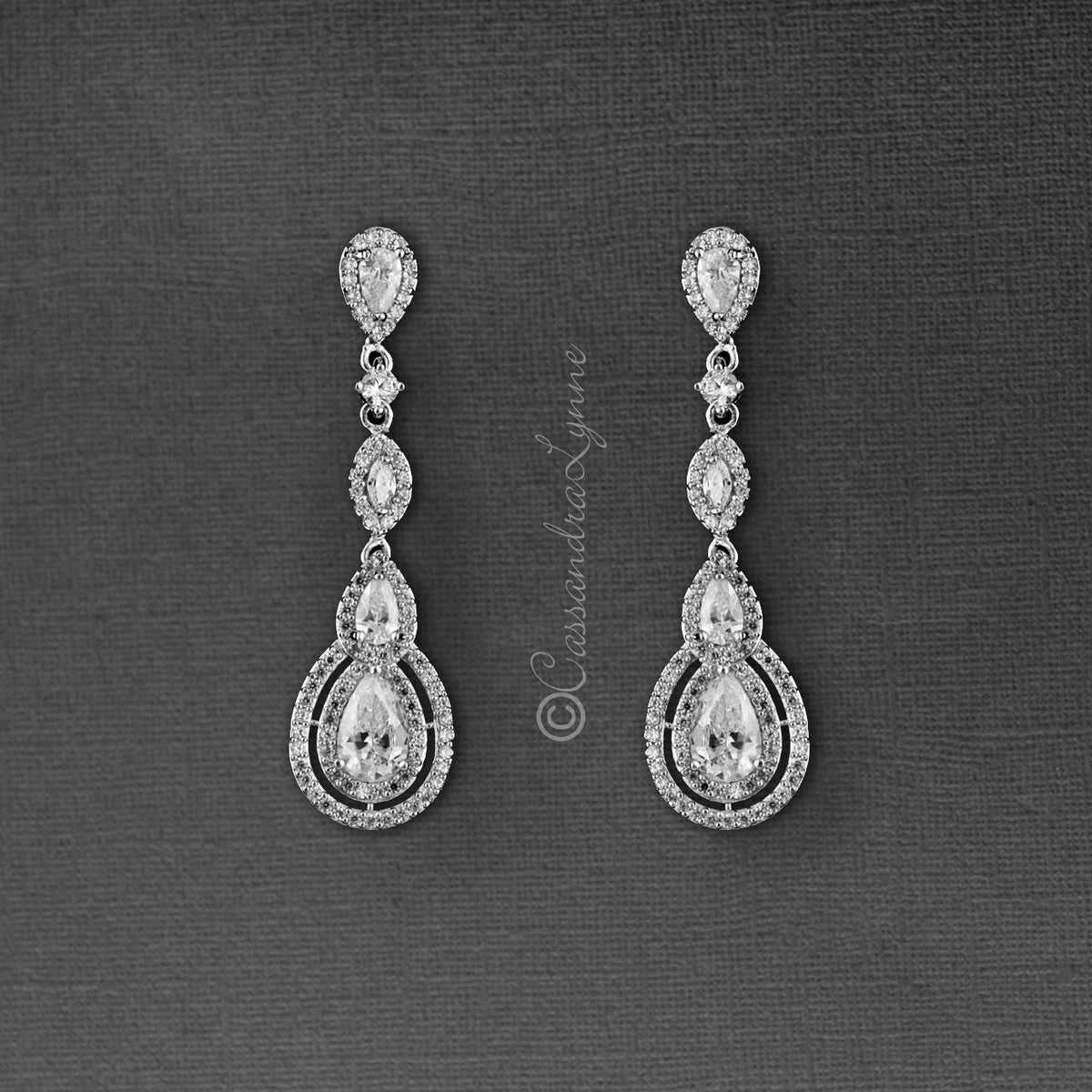 Cubic Zirconia Earrings Pave Teardrop and Marquise - Cassandra Lynne