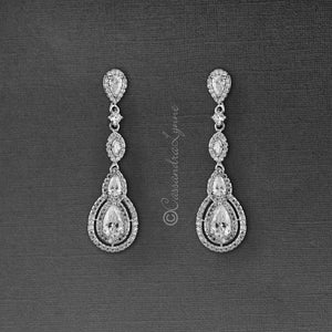 Cubic Zirconia Earrings Pave Teardrop and Marquise