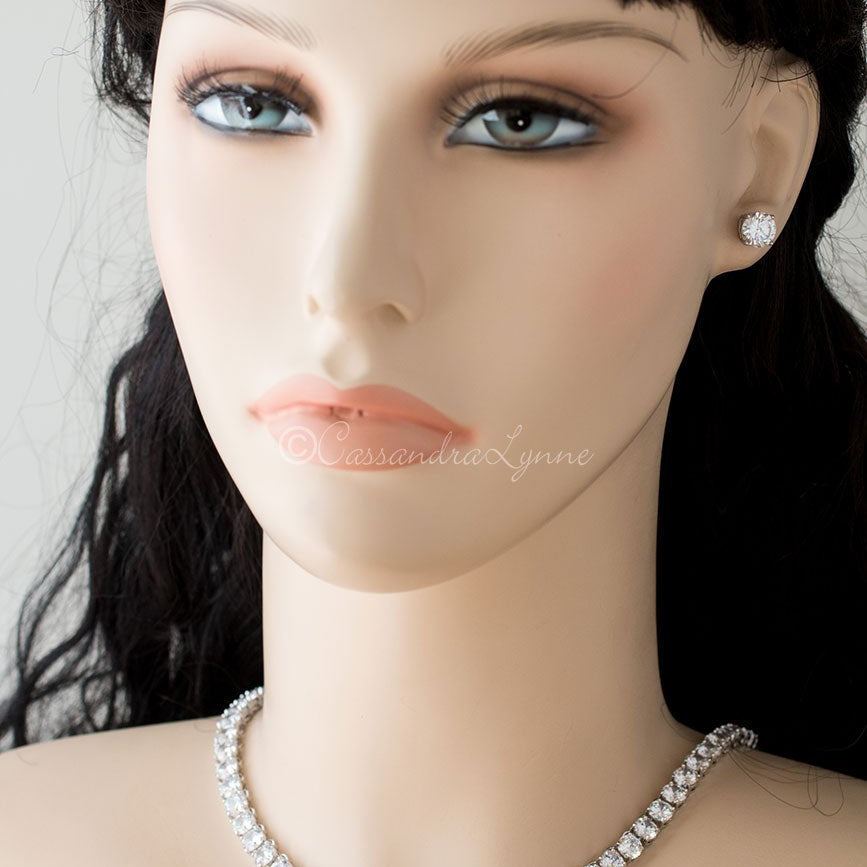 Cubic Zirconia Tennis Necklace and Earrings - Necklace Set - Cassandra Lynne