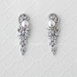 Cultured Pearl and CZ Wedding Earrings - Earrings - Cassandra Lynne