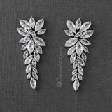 CZ Bridal Earrings of Leaf Clusters - Earrings - Cassandra Lynne