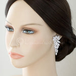 CZ Bridal Earrings of Leaf Clusters - Earrings - Cassandra Lynne