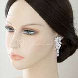 CZ Bridal Earrings of Leaf Clusters - Earrings - Cassandra Lynne