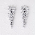 CZ Bridal Earrings of Leaf Clusters - Earrings - Cassandra Lynne