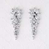 CZ Bridal Earrings of Leaf Clusters - Earrings - Cassandra Lynne