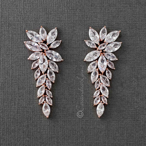 CZ Bridal Earrings of Leaf Clusters