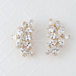 CZ Bridal Earrings of Marquise Leaf Clusters - Earrings - Cassandra Lynne