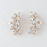 CZ Bridal Earrings of Marquise Leaf Clusters - Earrings - Cassandra Lynne