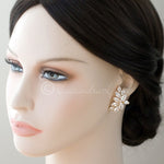 CZ Bridal Earrings of Marquise Leaf Clusters - Earrings - Cassandra Lynne