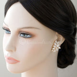 CZ Bridal Earrings of Marquise Leaf Clusters - Earrings - Cassandra Lynne