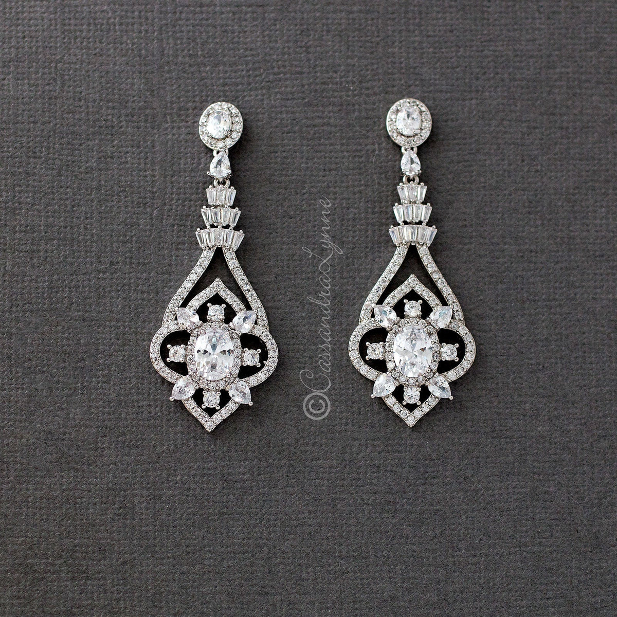 CZ Bridal Jewelry Earrings with Antique Flair - Earrings - Cassandra Lynne