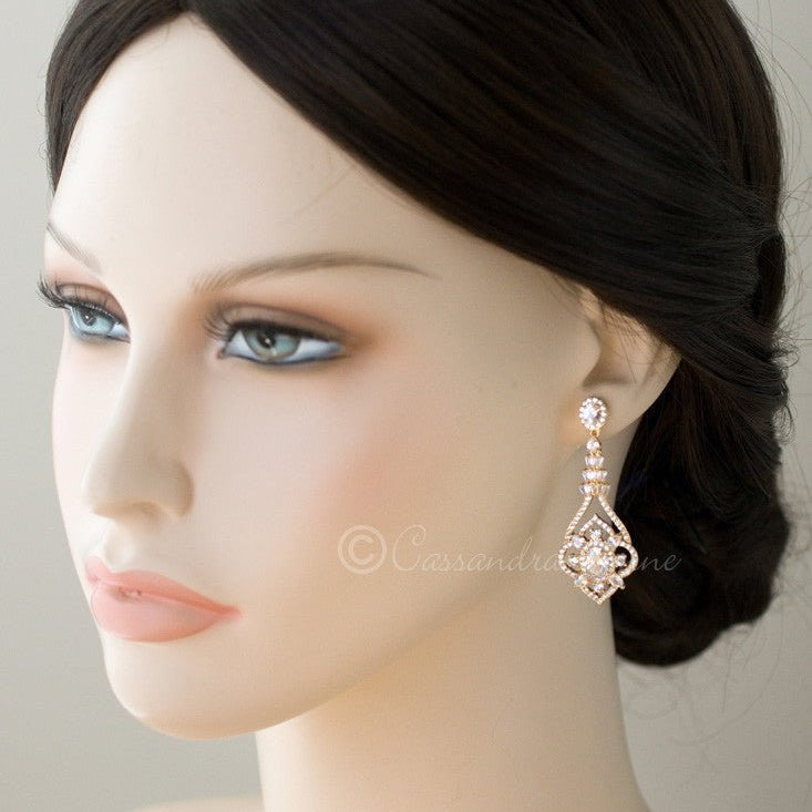 CZ Bridal Jewelry Earrings with Antique Flair - Earrings - Cassandra Lynne
