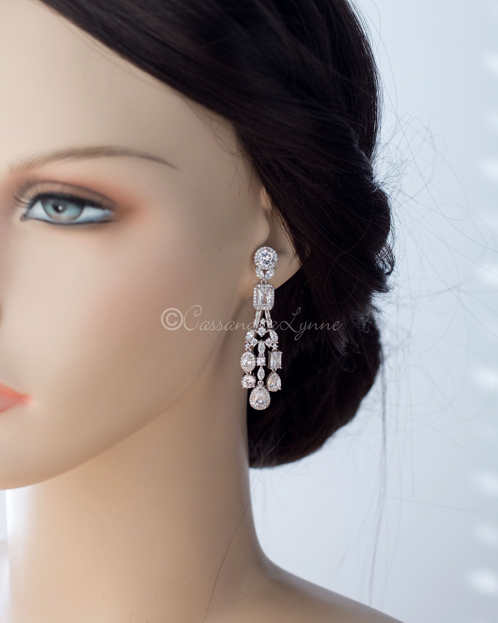 CZ Chandelier Bridal Earrings - Cassandra Lynne