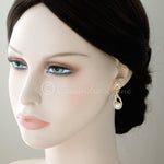 CZ Drop Earrings with Pearls for the Bride - Earrings - Cassandra Lynne
