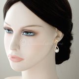 CZ Drop Earrings with Pearls for the Bride - Earrings - Cassandra Lynne