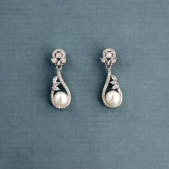ファッション雑貨・小物その他 ENGBROX silver925 silhouette pearl earring cz-drop-earrings-with-pearls-