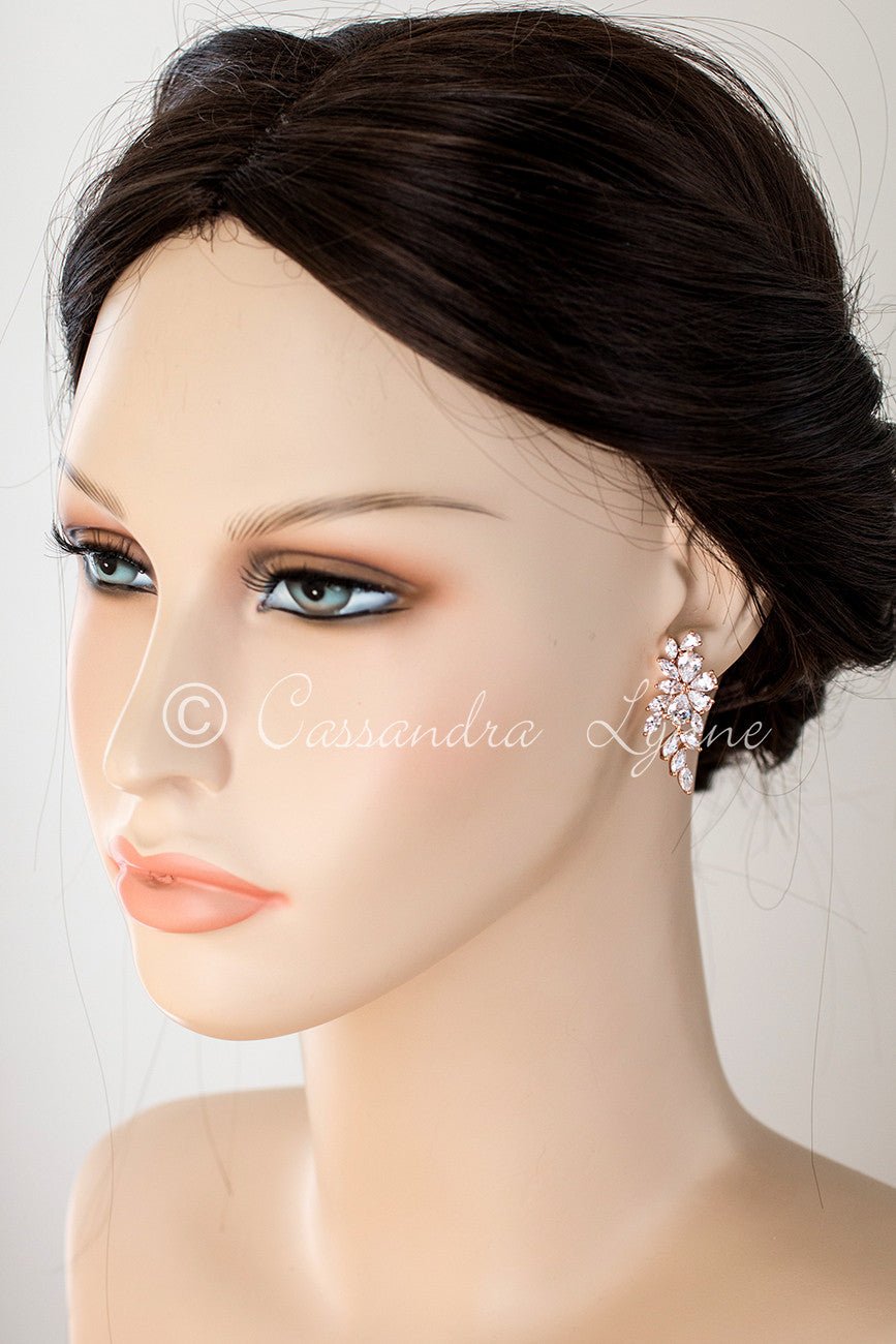 flower cz wedding earrings silver
