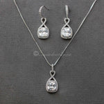 CZ Figure Eight Princess Cut Necklace Set - Necklace Set - Cassandra Lynne