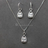 CZ Figure Eight Princess Cut Necklace Set - Necklace Set - Cassandra Lynne