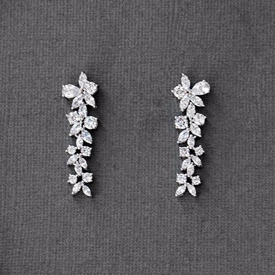 CZ Flower Dangle Earrings for Wedding - Earrings - Cassandra Lynne